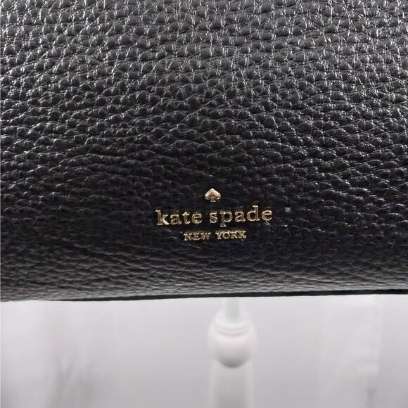 KATE SPADE! BLACK PEBBLED GENUINE LEATHER 3 COMPARTMENT SHOULDER BAG PURSE, BAG! - Picture 4 of 12